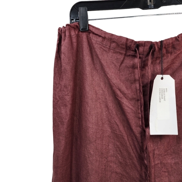 Cynthia Ashby Women's 100% Linen Relaxed Straight Ankle Pant - XL - Picture 2 of 8